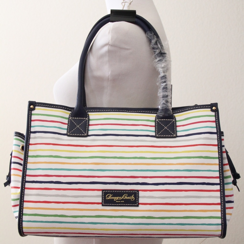 NWT Dooney & Bourke Multi WaterColor Stripes Small Tote Style # BMSTR2921 MUMR